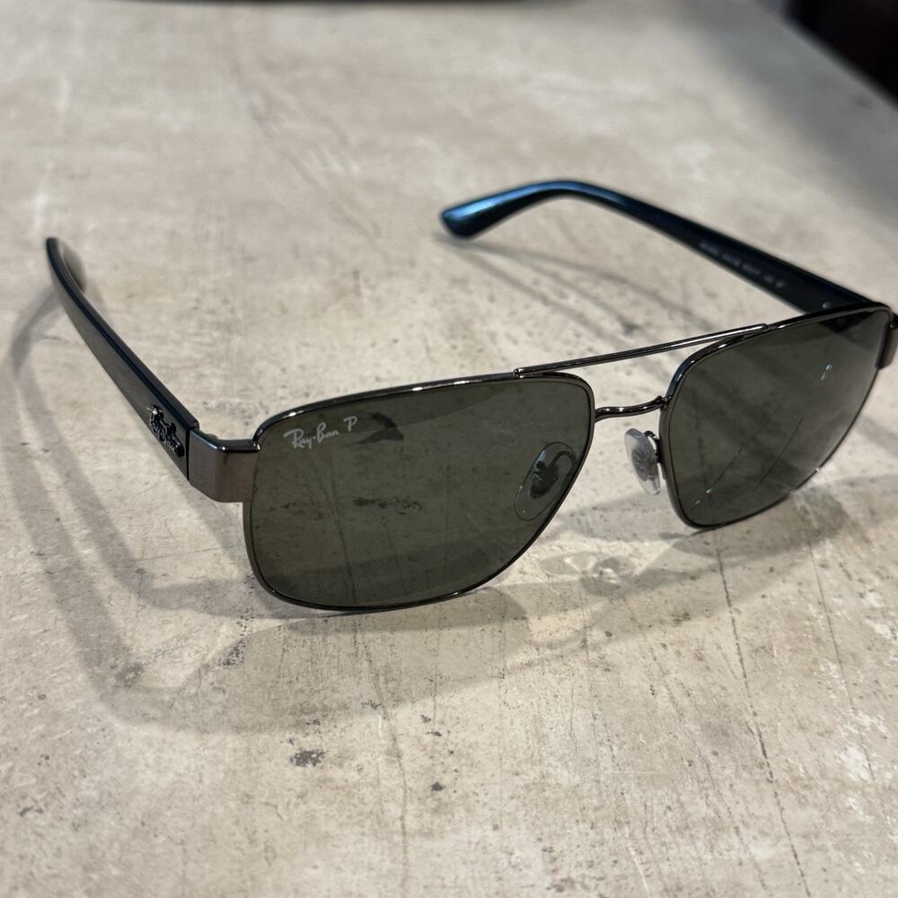 Ray-Ban RB3663 Sunglasses Black Gray Aviator Green Polarized Lenses for PARTS